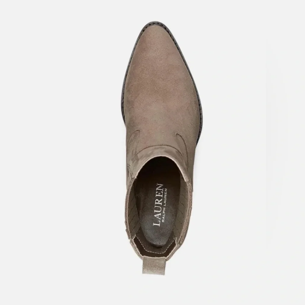 Ralph Lauren Racquel Womens Pointed Toe Leather Booties - Grey Suede - 10 - Picture 2 of 8